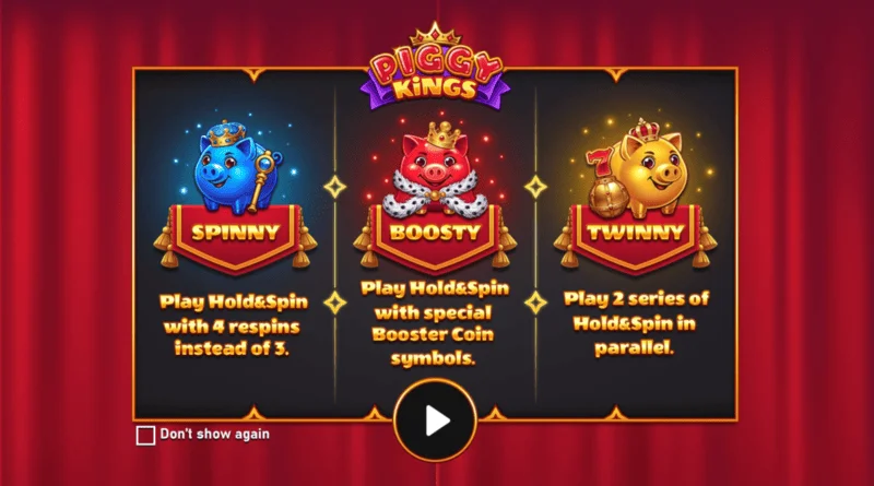 Piggy Kings - főképernyő három malaccal és tárcsákkal